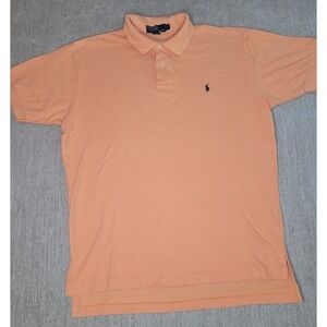 Polo Ralph Lauren Mens L Gold Dot Tag Peach Short Sleeve Pique Cotton Pony Logo